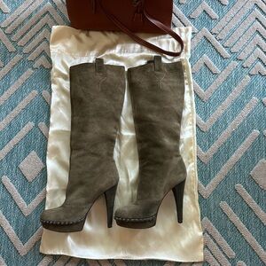 YSL Elegant Olive Heeled Boots